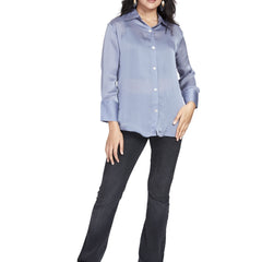 Blue Basic Satin Shirt