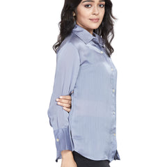 Blue Basic Satin Shirt