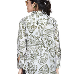 Green Abstract Print Satin Shirt