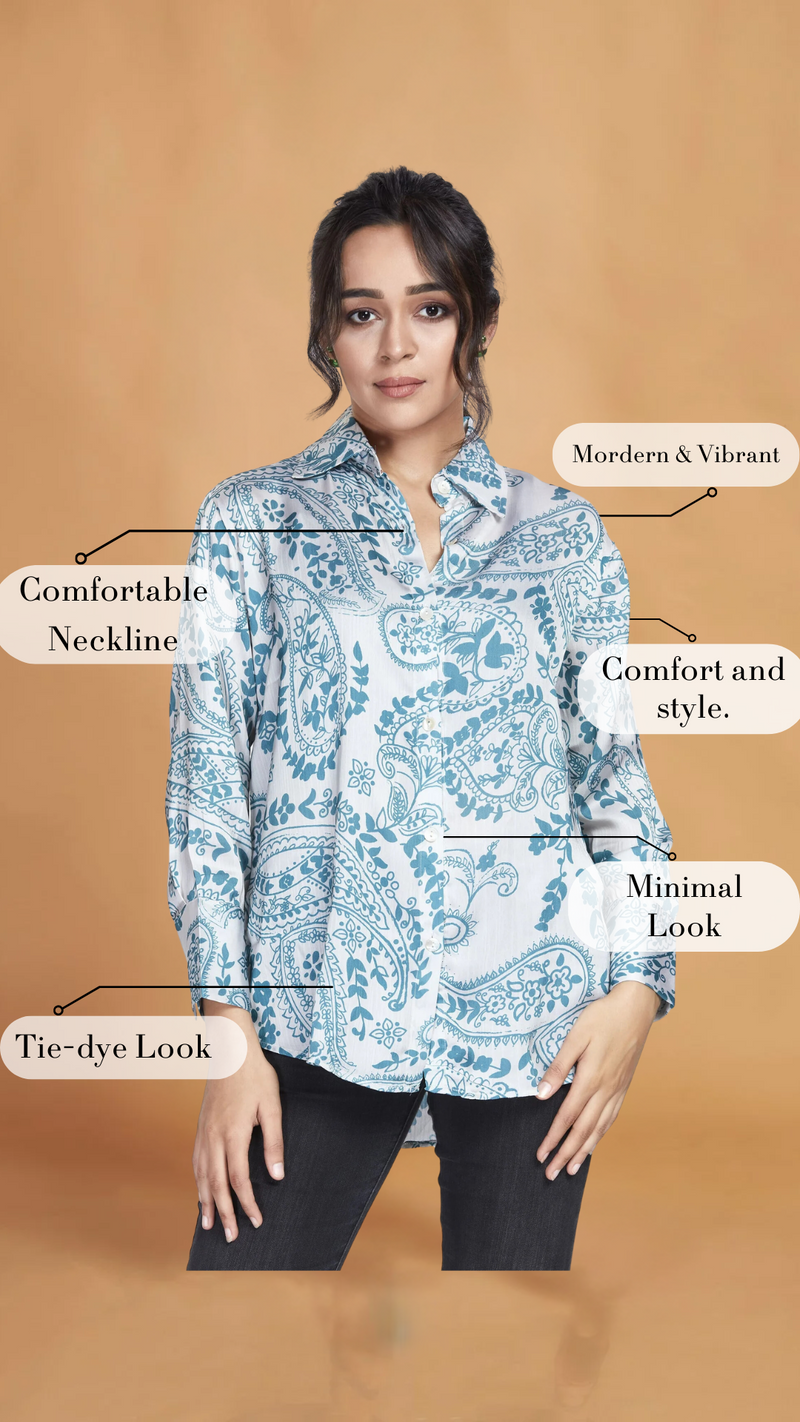 Abstract Print Satin Shirt