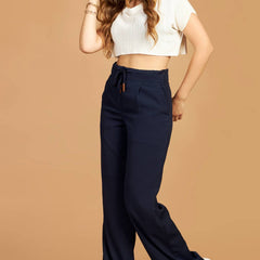 Blue Trouser With Double Waistband