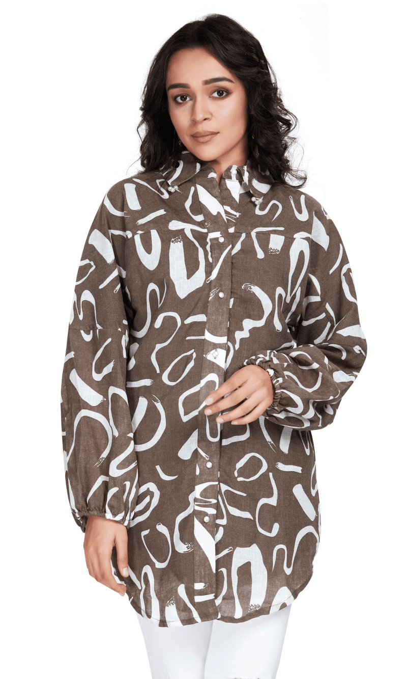 Mud Linen Printed Shirt