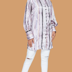 Pink Long Satin Stripe Shirt