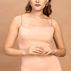 Peach Satin Midi Dress