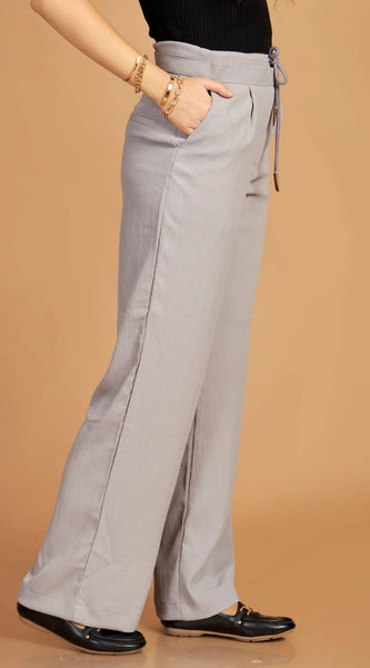 Gray Trouser With Double Waistband