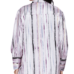 Pink Long Satin Stripe Shirt