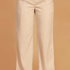 Cream Trousers With Double Waistband