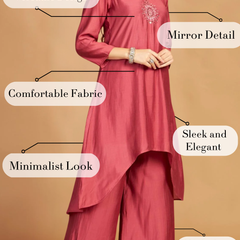 Pink Asymmetric Kurti Pant Set