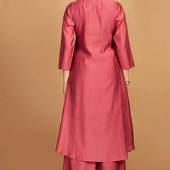 Pink Asymmetric Kurti Pant Set