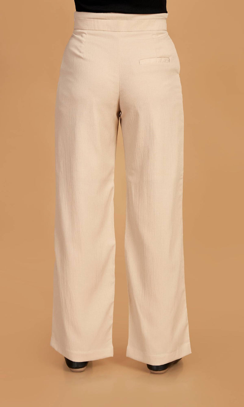 Cream Trousers With Double Waistband