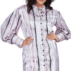 Pink Long Satin Stripe Shirt