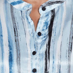 Blue Long Satin Stripe Shirt