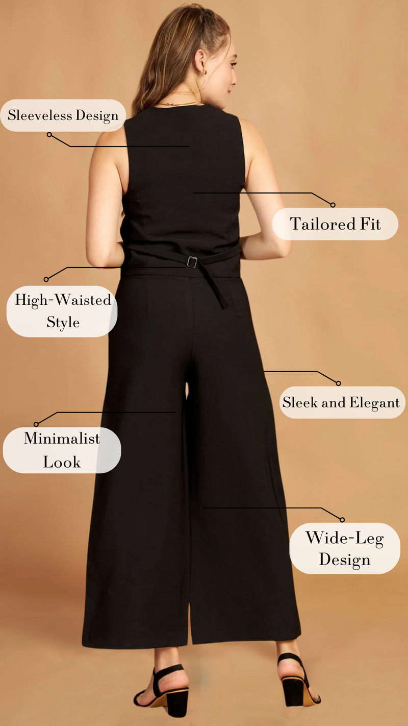 Black Waist Coat Pant Set