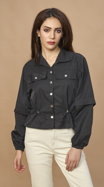 Bomber Jacket With Drawstring