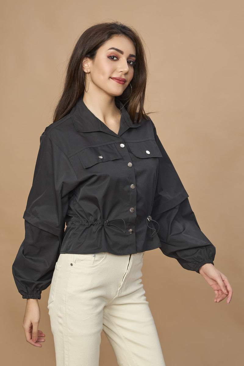 Bomber Jacket With Drawstring