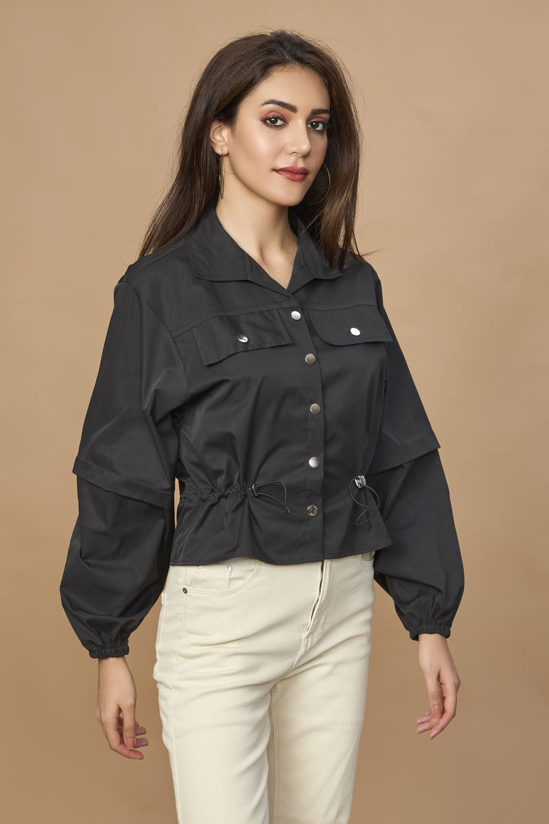 Bomber Jacket With Drawstring