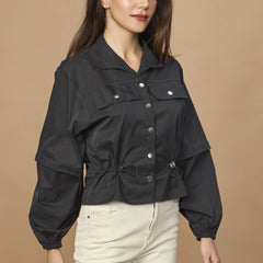 Bomber Jacket With Drawstring