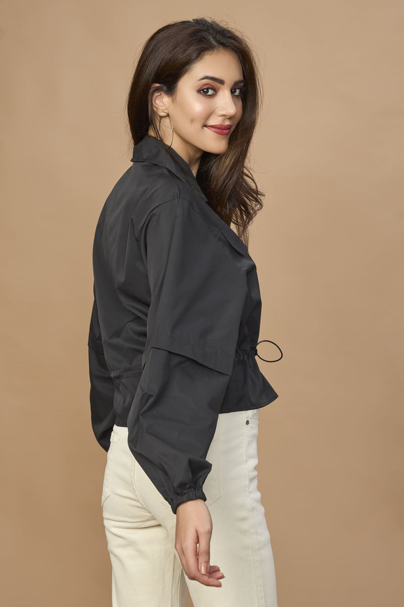 Bomber Jacket With Drawstring