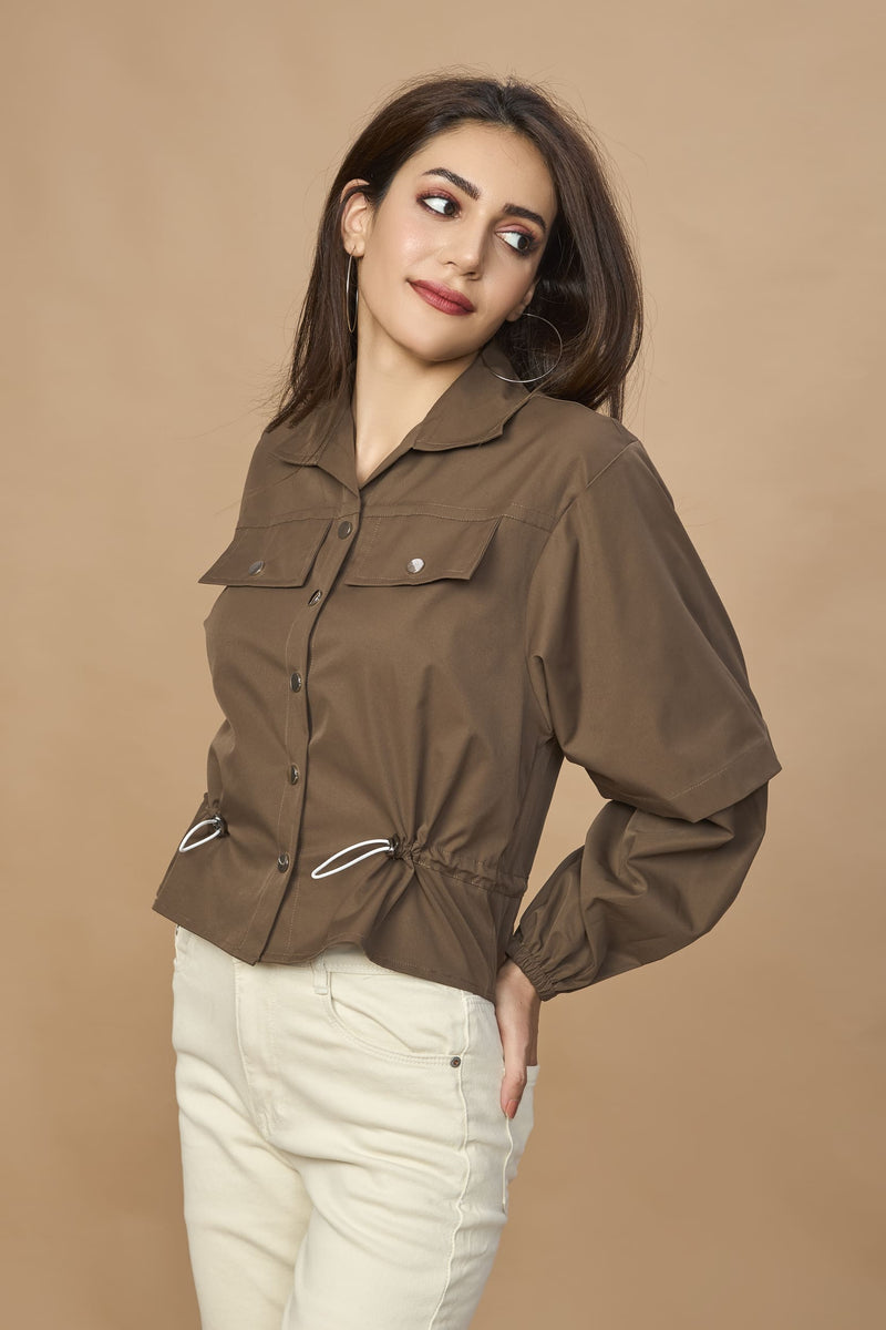 Bomber Jacket With Drawstring