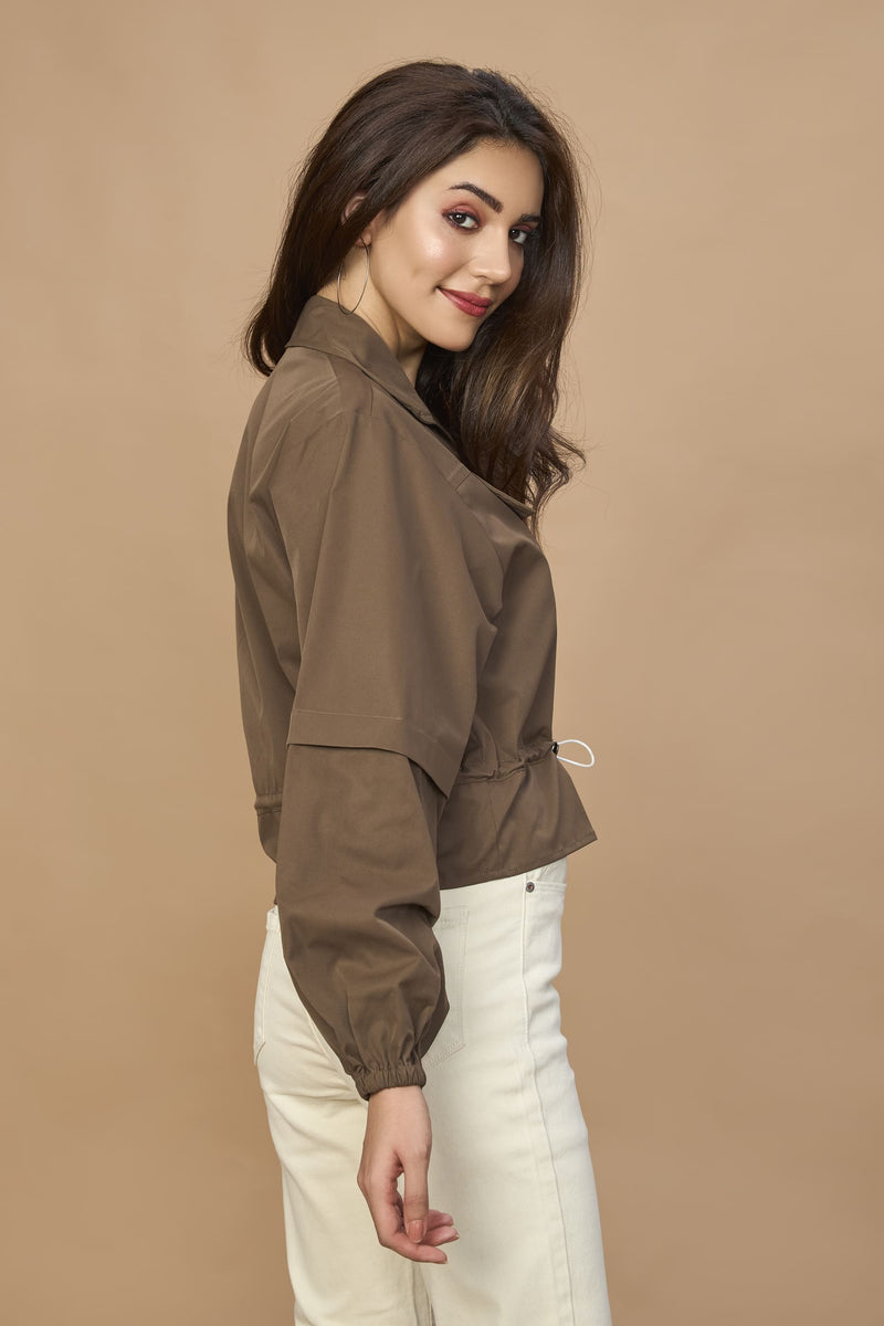 Bomber Jacket With Drawstring