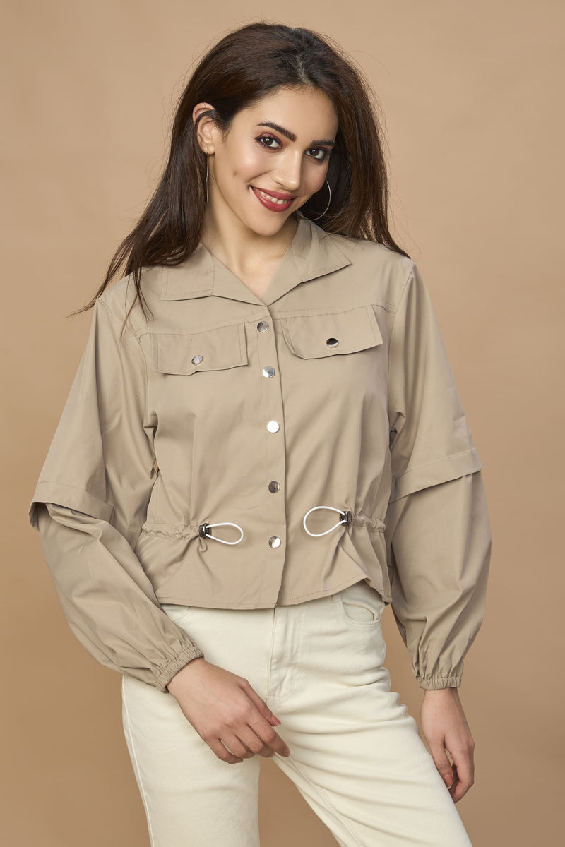 Bomber Jacket With Drawstring