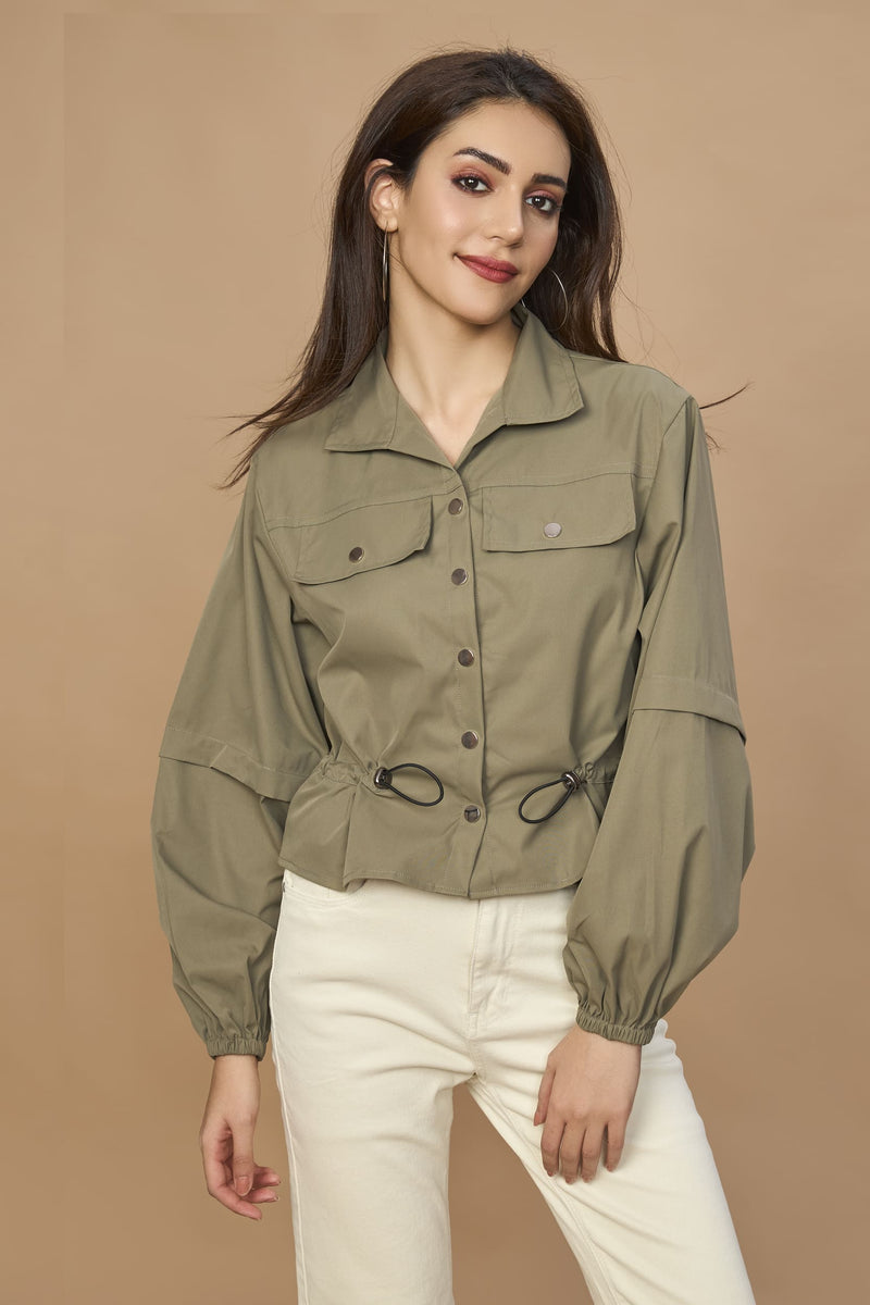 Bomber Jacket With Drawstring