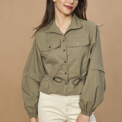 Bomber Jacket With Drawstring