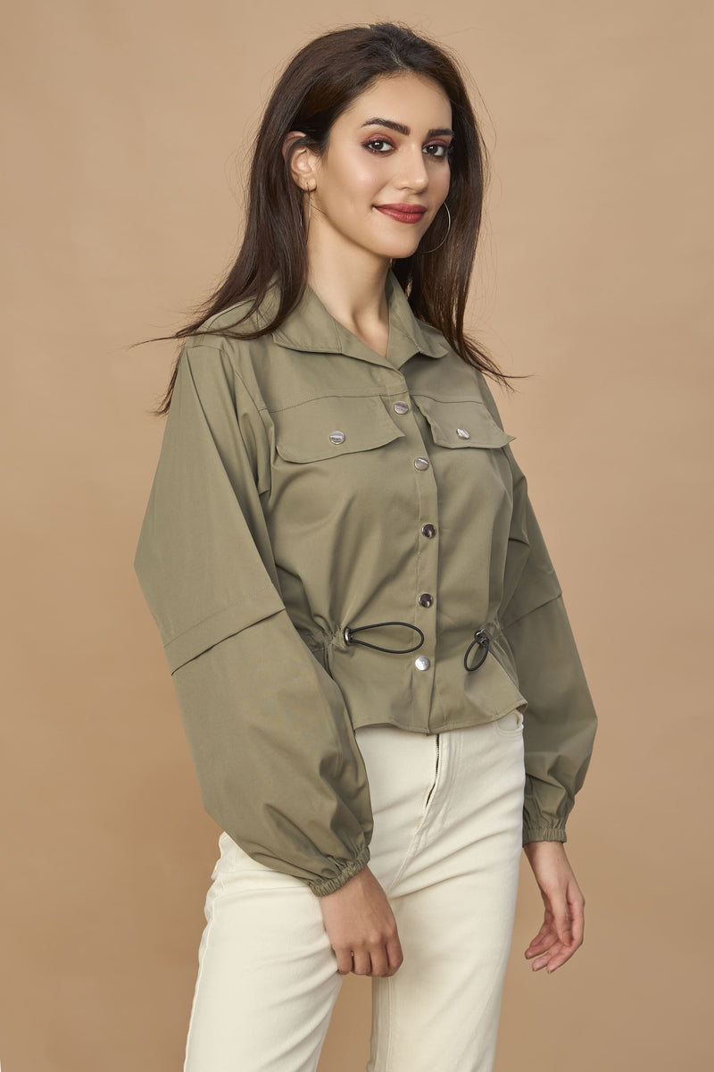 Bomber Jacket With Drawstring