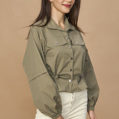 Bomber Jacket With Drawstring