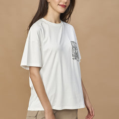 Unisex Oversized drop shoulder t-shirt- Abstract Pocket