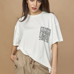 Unisex Oversized drop shoulder t-shirt- Abstract Pocket