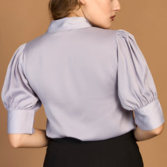 Lilac Satin Tie Neck Top